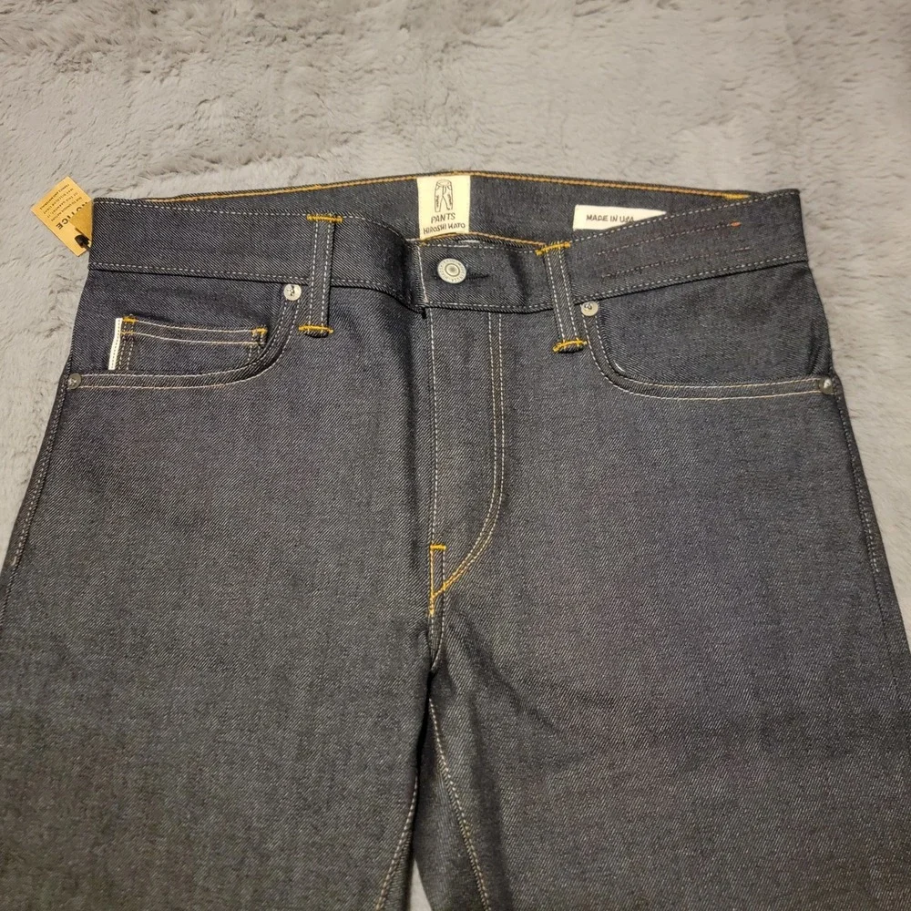 Hiroshi Kato Jeans Mens 31x34 Indigo Raw Blue Pen Slim 4-Way Stretch Selvedge - Picture 4 of 11